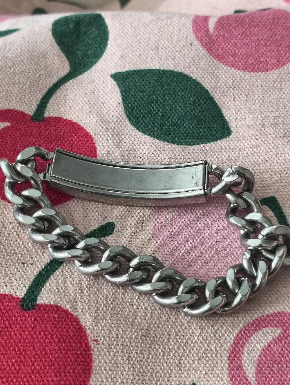 Men's Sterling Silver And Stainless Steel 'Bill' Name ID Bracelet. Estate Find
